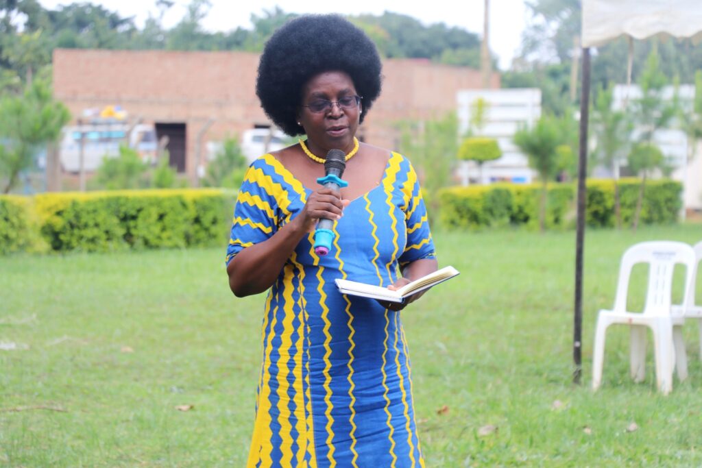 Hon. Dr. Monica Musenero, Cabinet Minister for Science, Technology and Innovation, who is also the team leader of PDM implementation in Bukedi region makes her remarks during the PDM sensitization and community mobilization district meeting in Budaka on  24th June, 2022.