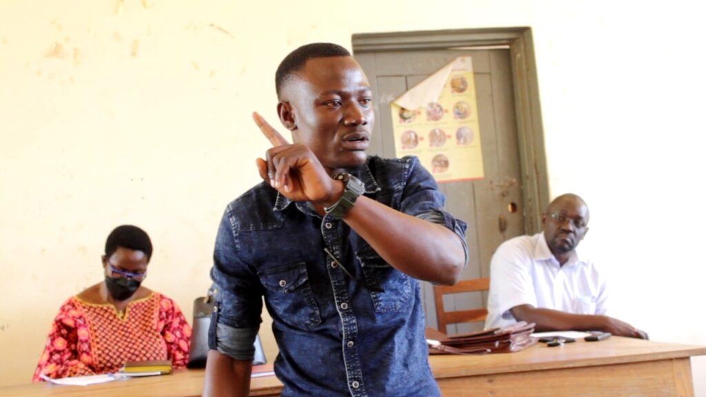 AFRISA’s Programme Officer for Pig Industry and Business, Mr. Bwire Jolly Muchere sensitizing the community on productivity acceleration of households through practicing piggery during a Parish meeting in Kabwangasi Sub county, Butebo District on 3rd July, 2022.