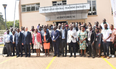 Participants in a group photo with the Deputy Director USAID Mission (6th L), the Deputy DVCFA, Prof. Henry Alinaitwe (3rd L) and the Principal of CAES, Prof. Gorettie Nabanoga (5th L) during the workshop held 10th to 11th August 2022 in the Yusuf Lule Central Teaching Facility, Makerere University.