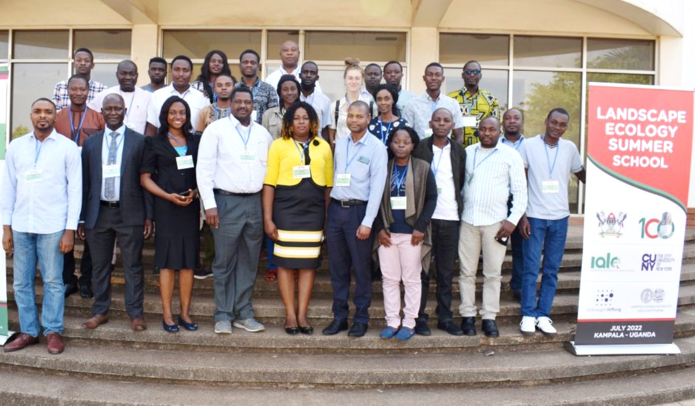 Prof. Yazidhi Bamutaze, Deputy Principal CAES (2nd L) in a group photo with Principal Investigators and participants who attended the 2022 Landscape Ecology Summer School, held from 21st to 22nd July, 2022 at Makerere University.