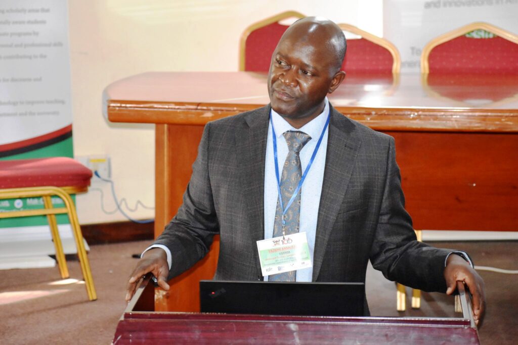 Prof. Yazidhi Bamutaze, Deputy Principal, College of Agricultural and Environmental Sciences, addressing the participants during the 2022 Landscape Ecology Summer School at Makerere University.