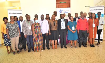 Participants in a group photo with the Principal of CAES, Prof. Gorettie Nabanoga (C), who presided over the event on 28th July 2022, Yusuf Lule Central Teaching Facility, Makerere University.