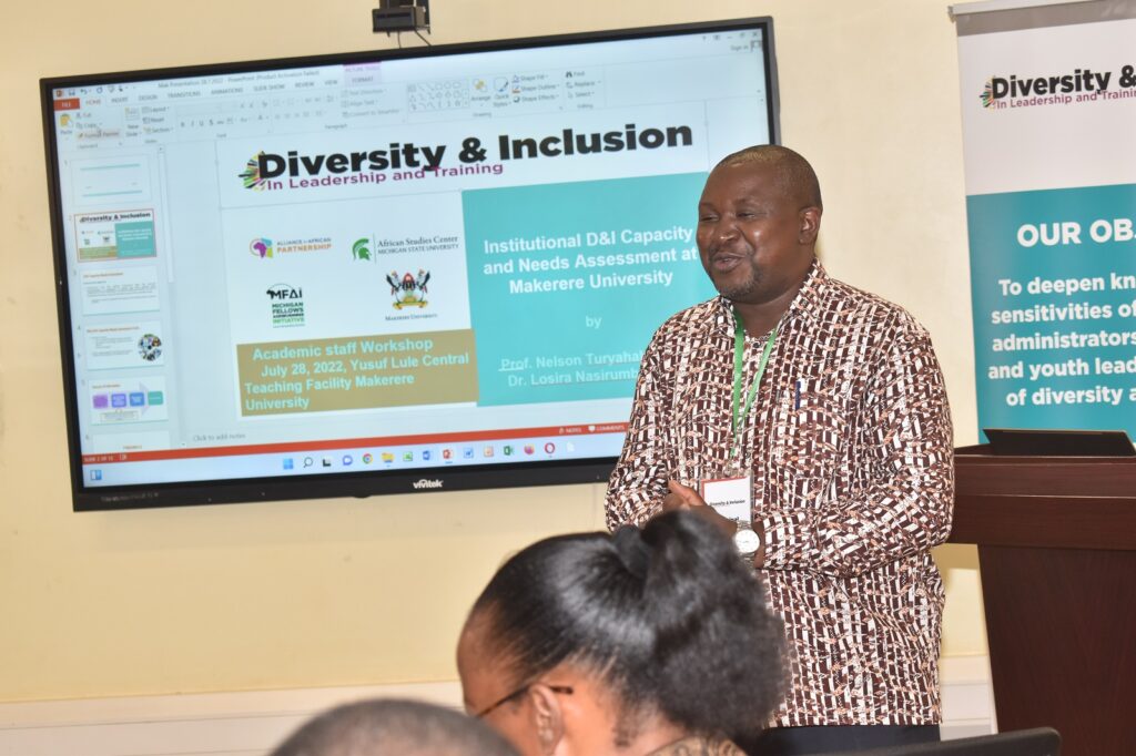 The D&I project PI at Makerere University, Prof. Nelson Turyahabwe presents the needs assessment report.
