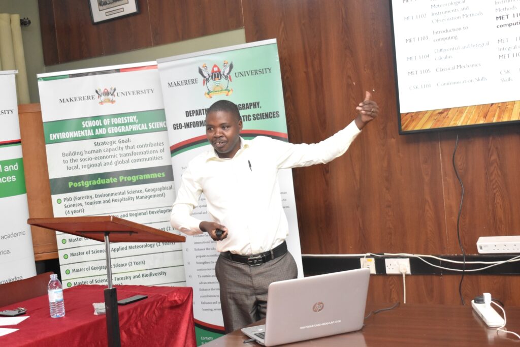 Dr. Alex Nimusiima led the review of the BSc Meteorology emphisizing A' Level pure math as a requirement for admission to the programme.