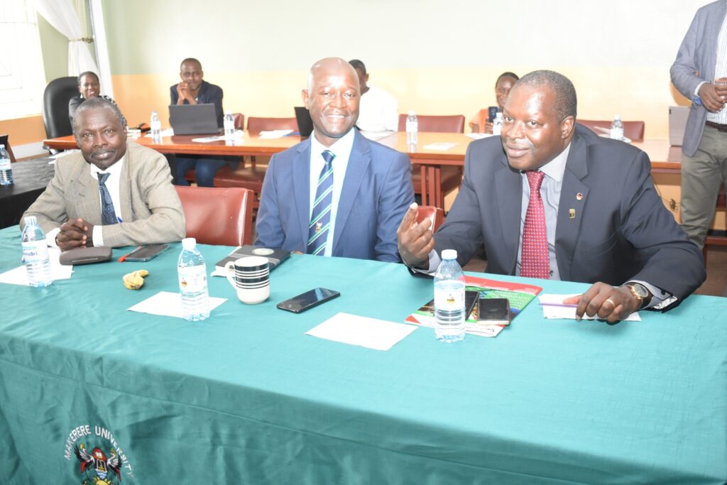 Prof. Tonny Oyana (R), Principal College of Computing and Information Sciences, Makerere University graced the event.