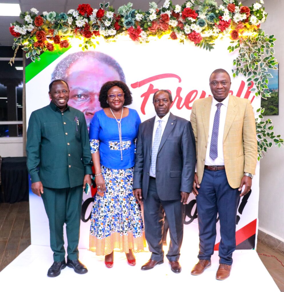 L-R: Professor Charles Ibingira, former Principal of Makerere University College of Health Sciences, Prof. Rhoda Wanyenze, Dean School of Public Health, Professor William Bazeyo and Deputy Principal Prof Kajja Isaac.