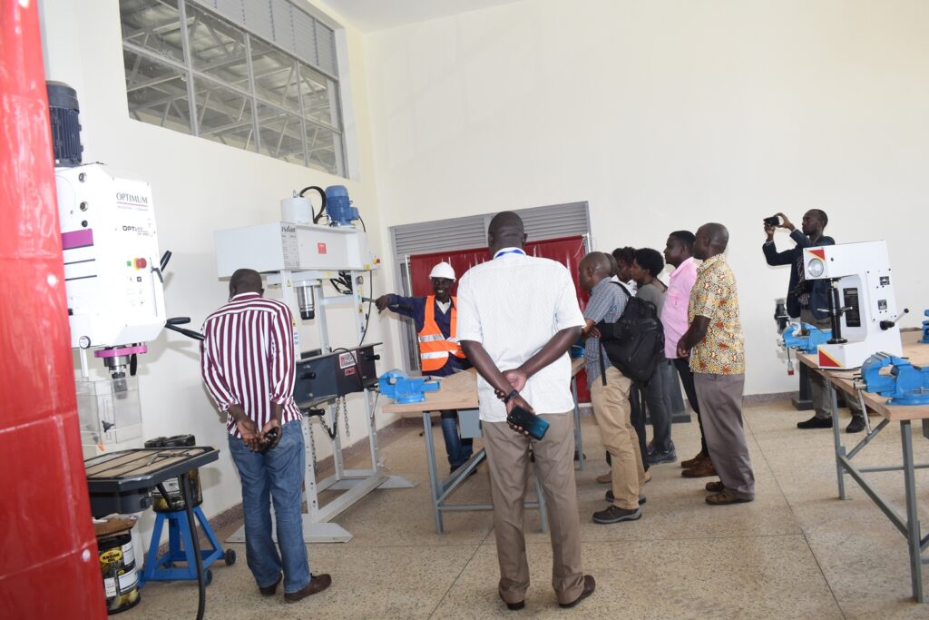 The project team touring training facilities at Uganda Technical College - Kichwamba.