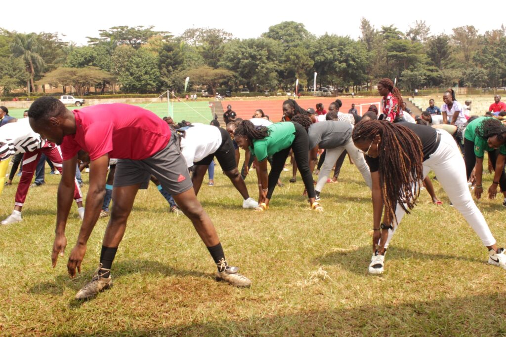 Participants being taken through aerobics and exercises.
