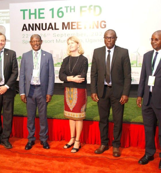 Left to Right: Prof. Gunnar Köhlin, Prof. Barnabas Nawangwe, Amb. Maria Håkansson, Commissioner Julius Mafumbo and Prof. Edward Bbaale posing for a group photo before the opening ceremony on 22nd September 2022: Photo by EfD-Mak Centre.