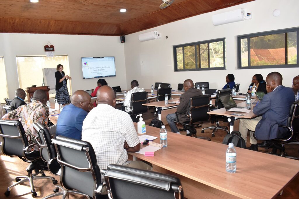 Prof. Laura Schmitt Olabisi sensitizing participants on systems thinking and causal loop diagram methodology at the workshop.