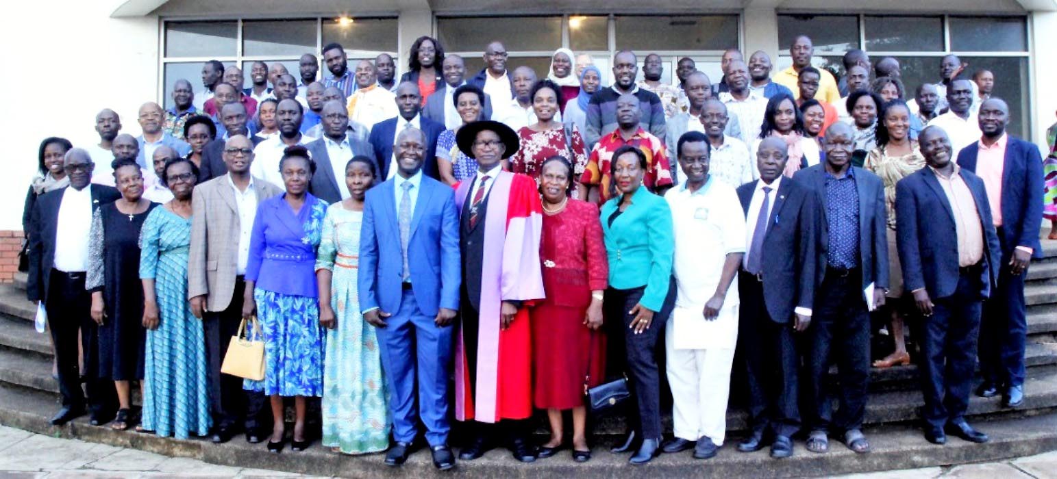 CAES staff in a group photo with Prof. Elly Sabiiti after the Valedictory Lecture on 2nd September 2022, SFTNB Conference Hall, Makerere University.