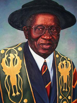 A painting of Professor William Senteza Kajubi attired in the Vice Chancellor's Gown.
