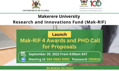 Mak-RIF 4 Awards and PhD Call For Proposals, 29th September 2022, 9:00 to 10:00 AM EAT.