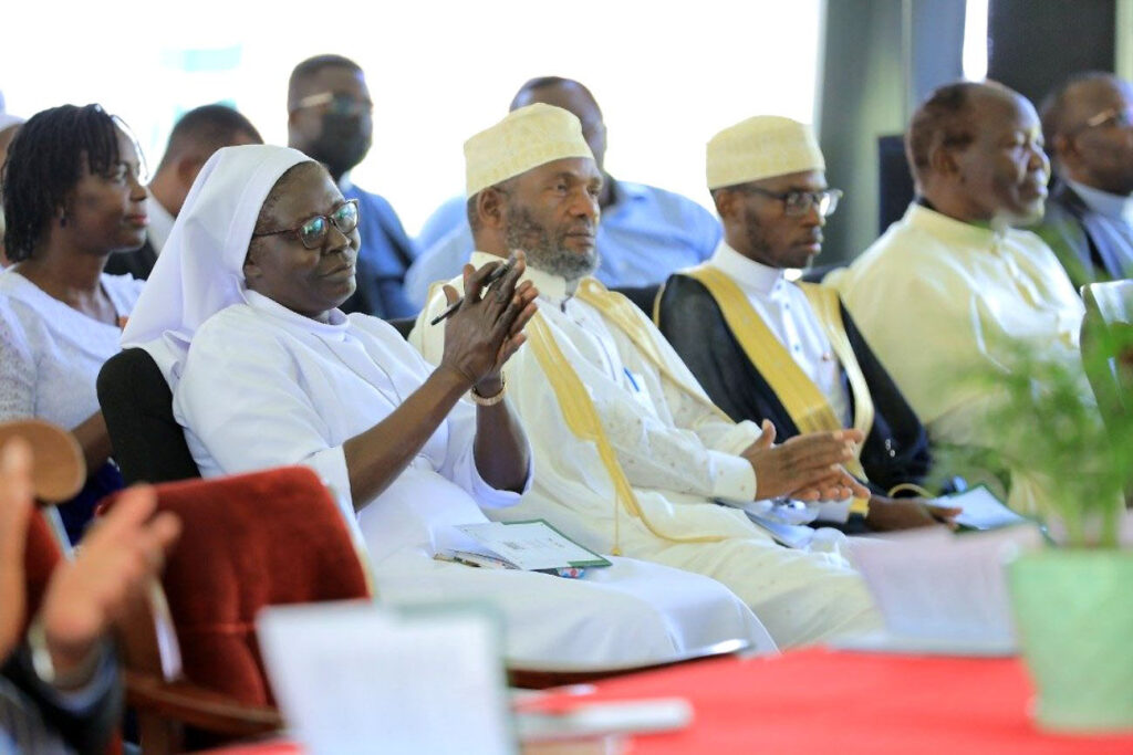 Professor Sr. Dominica Dipio (L) with religious leaders at the thanksgiving service.