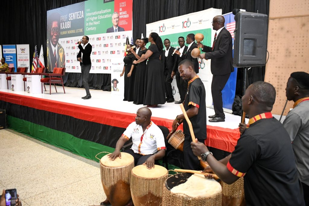 The Department of Performing Arts and Film (PAF), Makerere University puts on a show during the musical interlude.