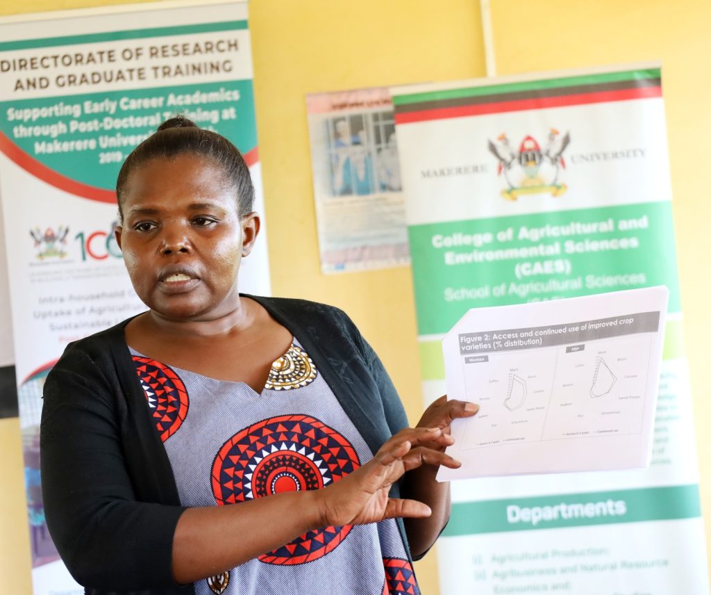 Dr. Losira Nasirumbi presenting the study findings at Nakigo Sub-county.