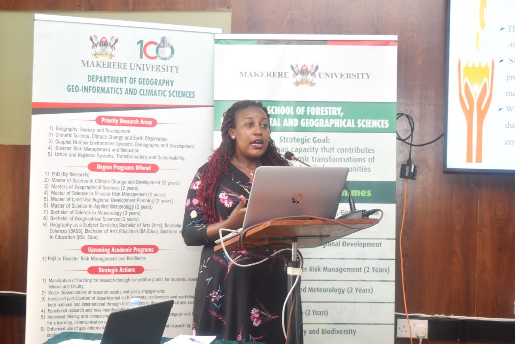 Ms. Kemitare Gladys, a PhD student examining asset and resource stranding as a consequence of the transition to a low carbon energy economy presenting her work at the seminar.