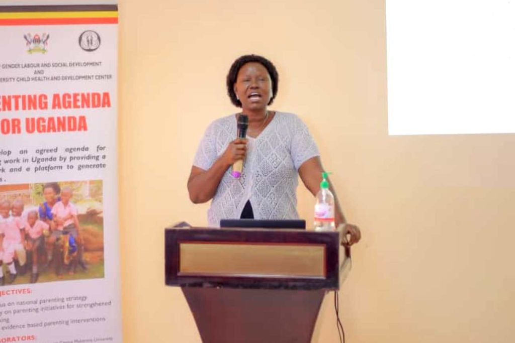 The Director of Culture at the Ministry of Gender, Labour and Social Development, Ms. Juliana Naumo Akoryo making closing remarks at the workshop.