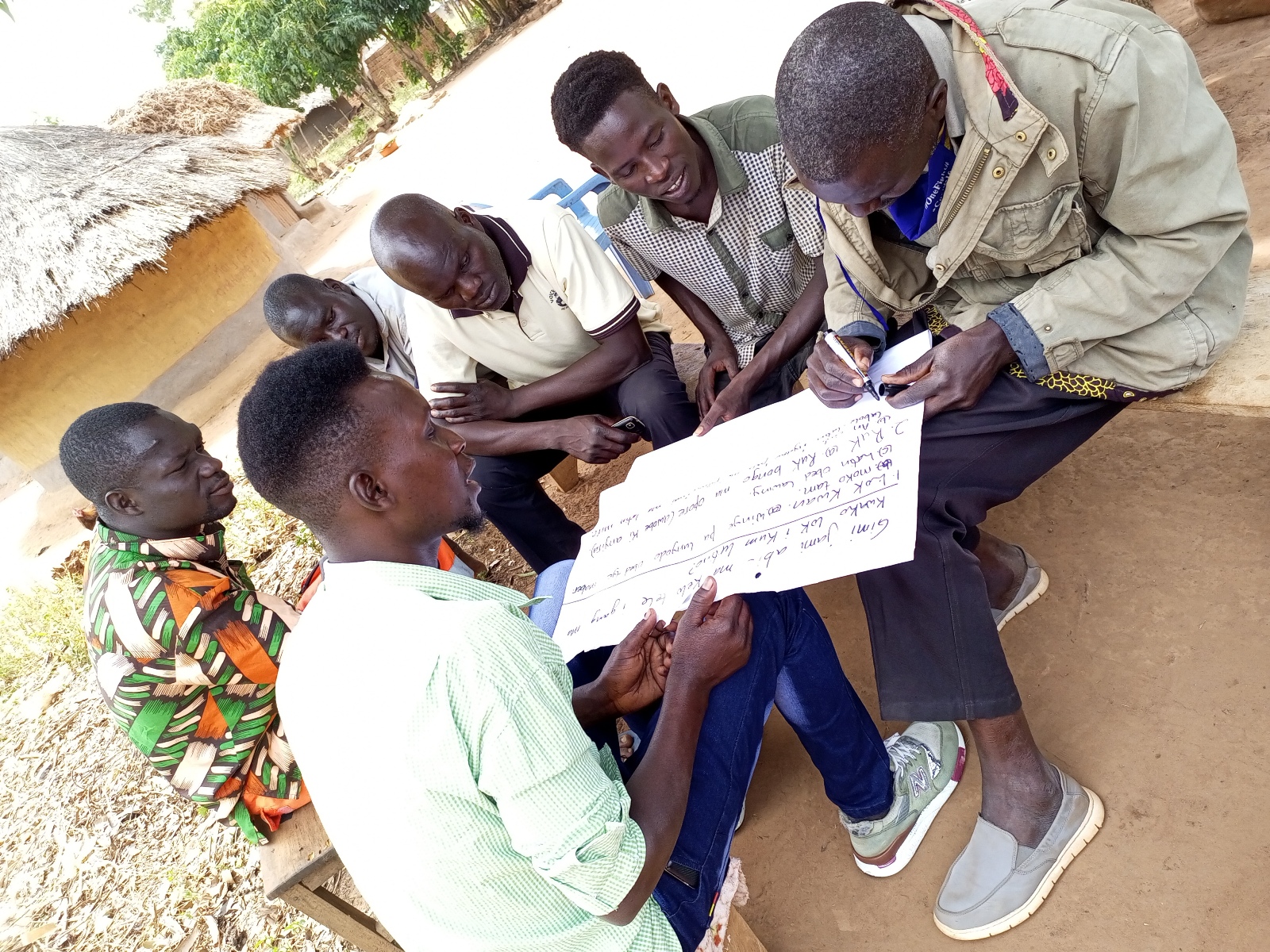 Men in the intervention group during the Parenting for Responsibility (PfR) project training session.