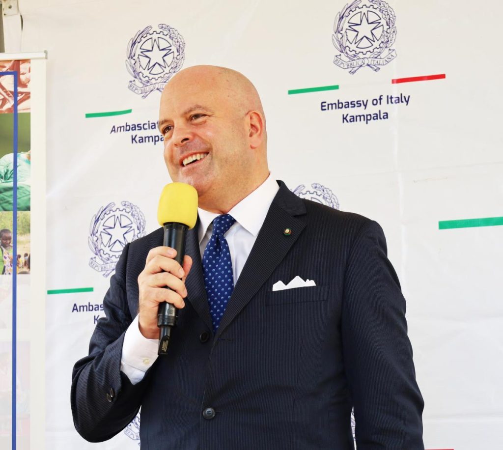 The Ambassador of Italy to Uganda H.E Massimiliano Mazzanti delivers his address.