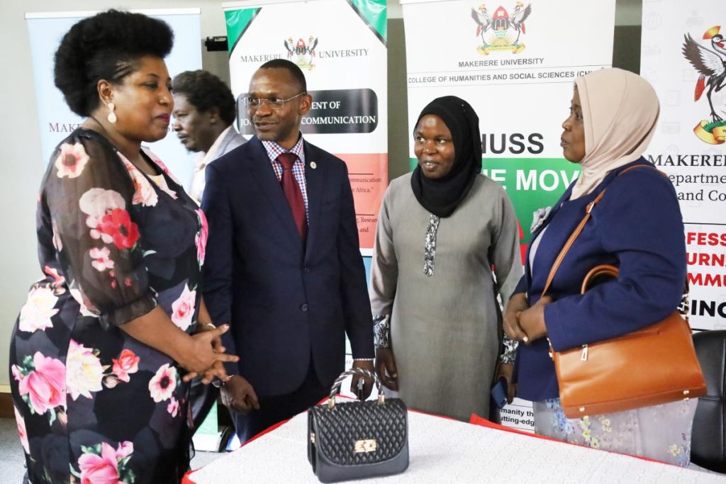 L-R: Ms. Sarah Kagingo, Prof. Umar Kakumba. Dr. Aisha Nakiwala and Dr. Saudah Namyalo interact after the launch.