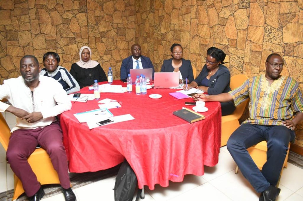 Left to Right: Prof. Julius Kikooma, Prof. Grace Kibanja, Prof. Saudah Namyalo, Mr. Stephen Mpirirwe, Prof. Dorothy Okello, Prof. Amanda Tumusiime and Prof. Anthony Gidudu at the Deans' workshop.