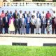 (Front Row) Vice Chancellor Prof. Barnabas Nawangwe (4th Right), Patron Prof. Umar Kakumba (5th Right) and Chairperson Mak Dean's Forum (MUDF) Prof. Rhoda Wanyenze (6th Right) in a group photo with Directors and Deans at workshop held on 29th September 2022 at Hotel Africana.