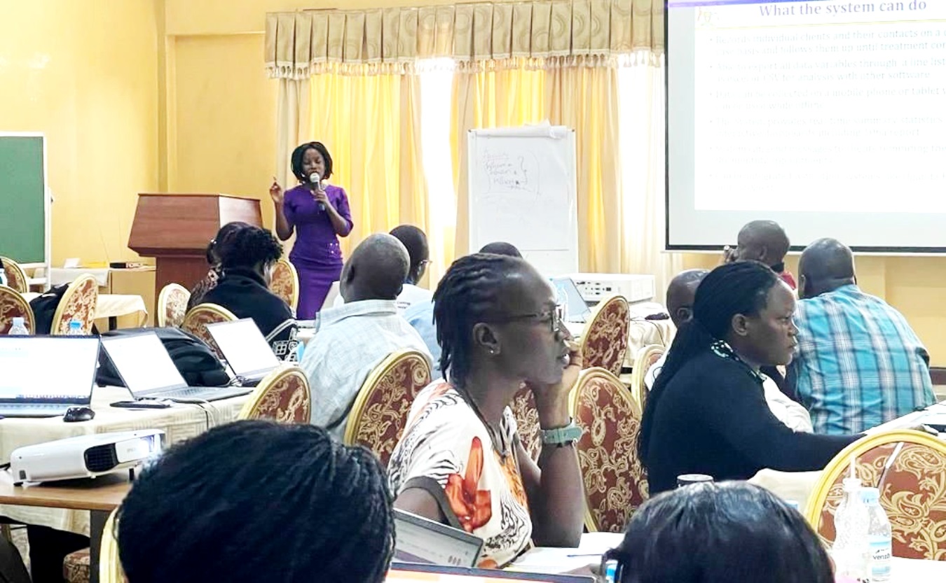 Mabel from METS takes Biostatisticians through eCBSS during the DHIS2 training. Photo: MakSPH METS.