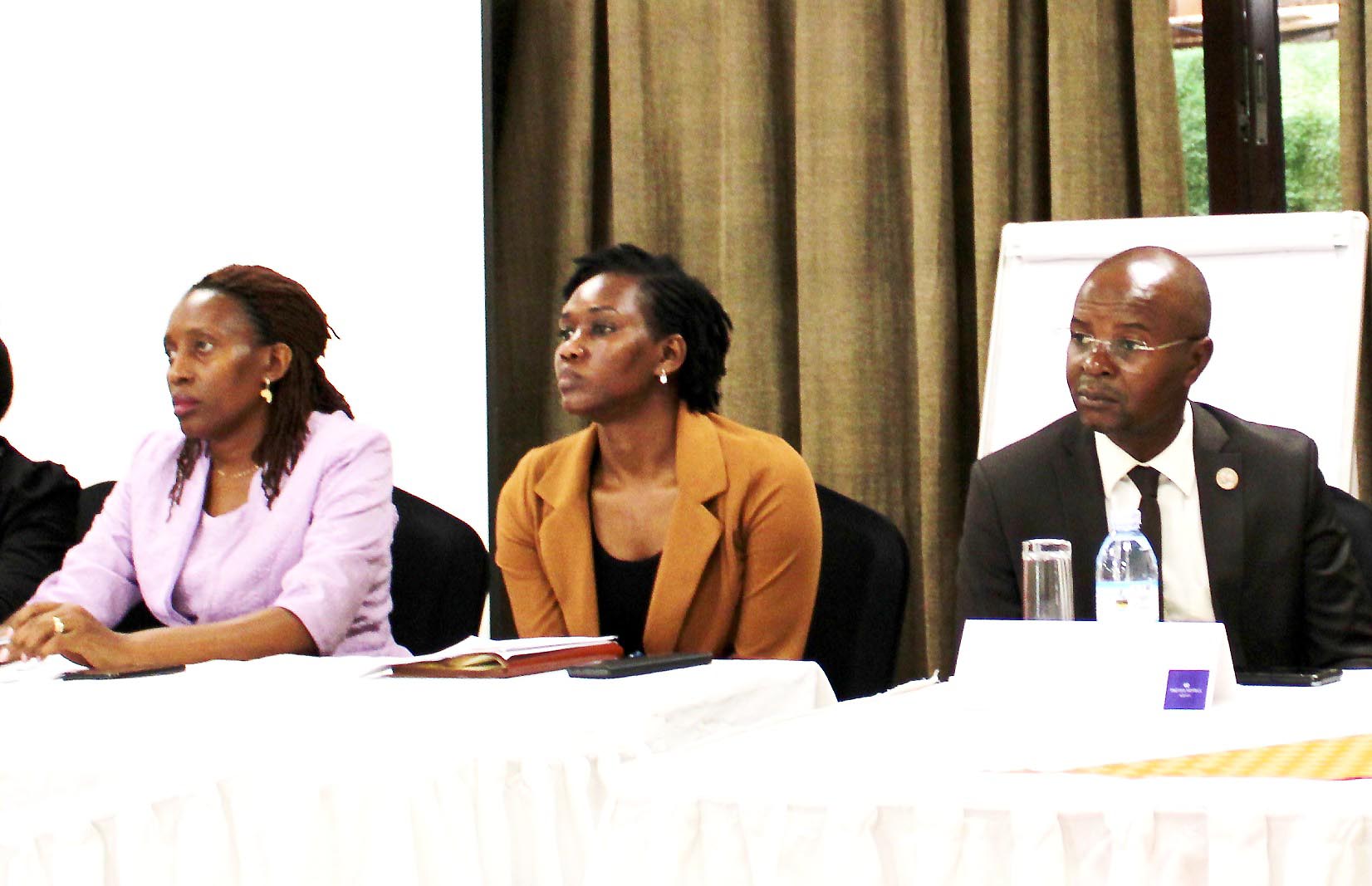 R-L: Prof. Edward Bbaale, Hon. Phiona Nyamutoro with other panelists who deliberated on various issues during the dissemination workshop on 9th November 2022, Kampala, Uganda.