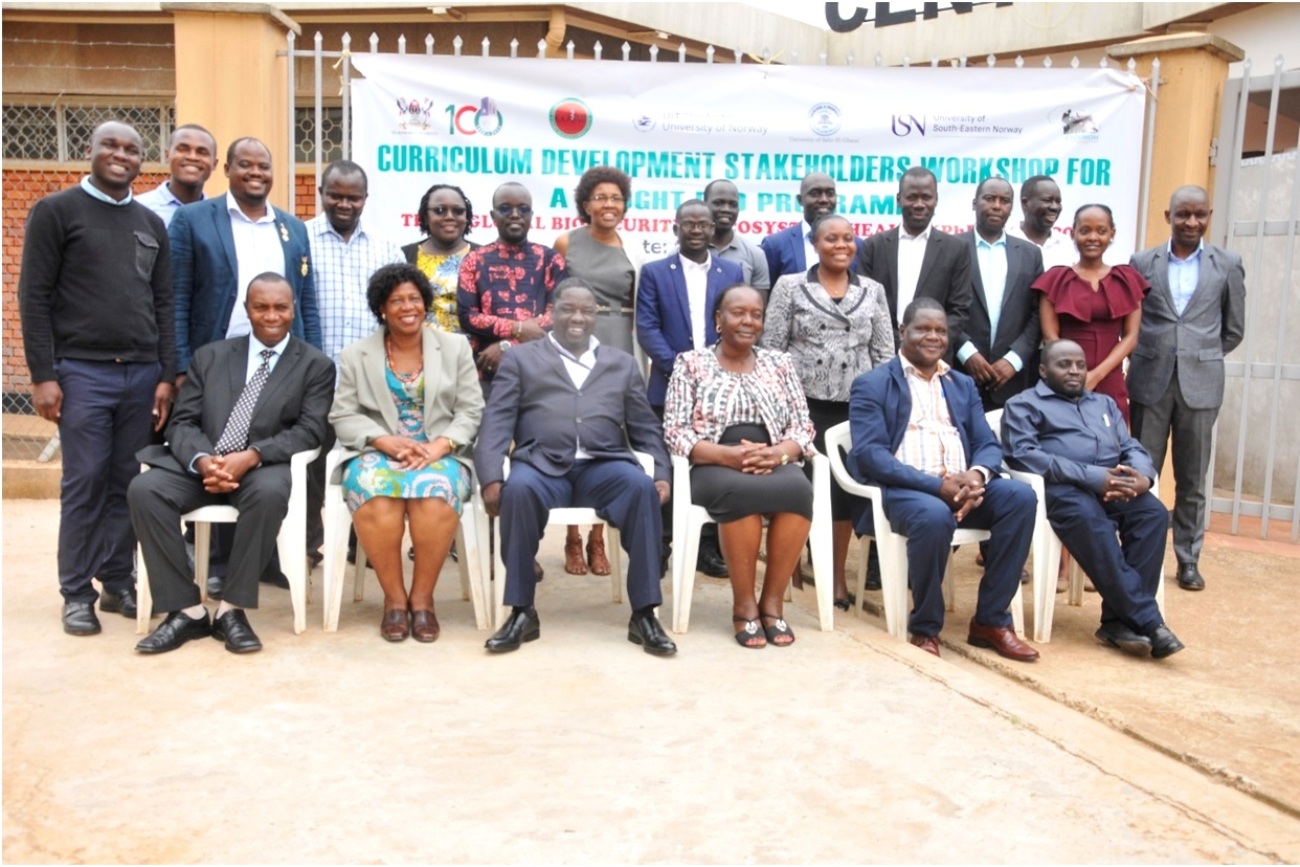 Participants in the Curriculum Development Stakeholders Workshop for a Taught PhD Programme (GLOBECO) pose for a group photo at the Centre for Global Health, CoVAB, Makerere University on 4th November 2022.