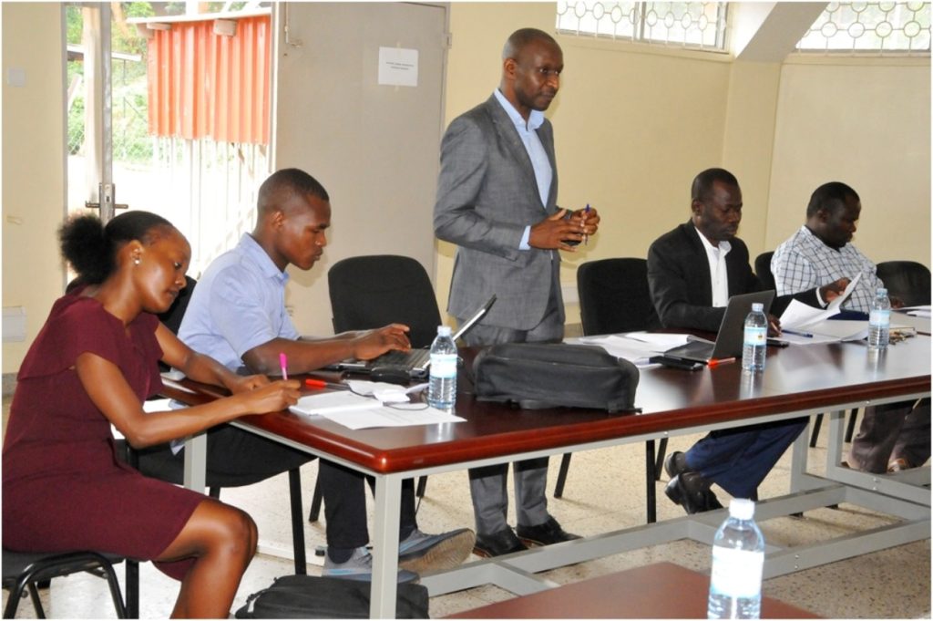 Dr. Rwego (standing) gives a background to the Ph.D. program.