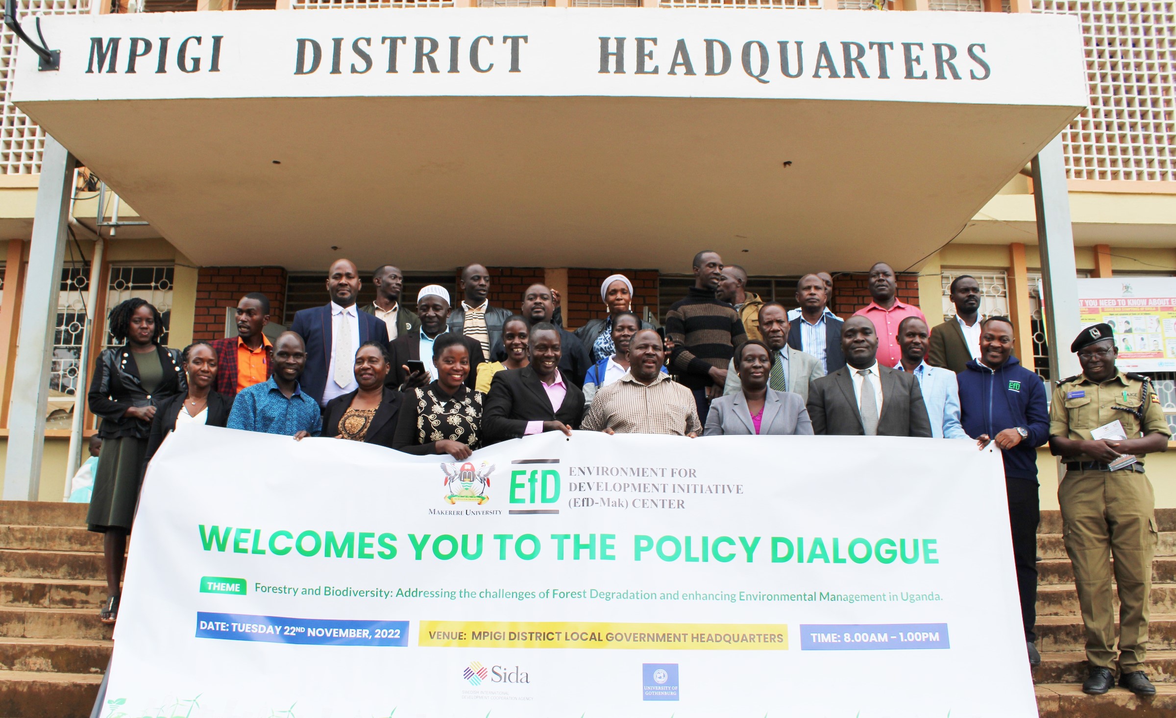 Participants posing for a group photo after the policy dialogue at the Mpigi District Headquarters on 22nd November 2022.