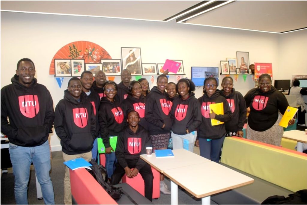 Some of the Makerere University students at the global lounge at NTU.