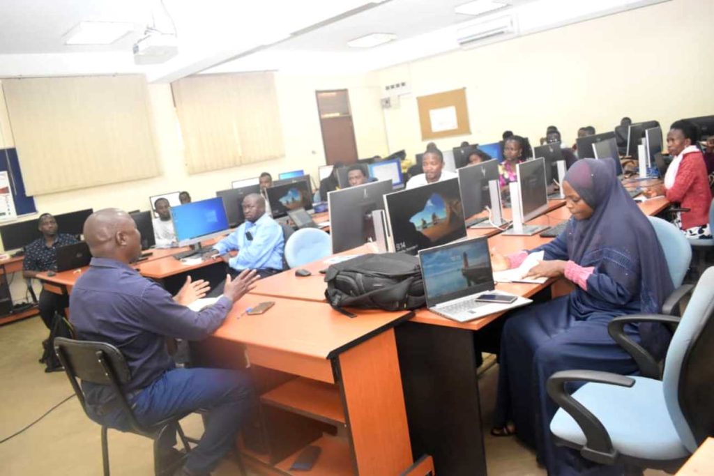 Participants in a pre-conference training on geospatial based cloud computing.