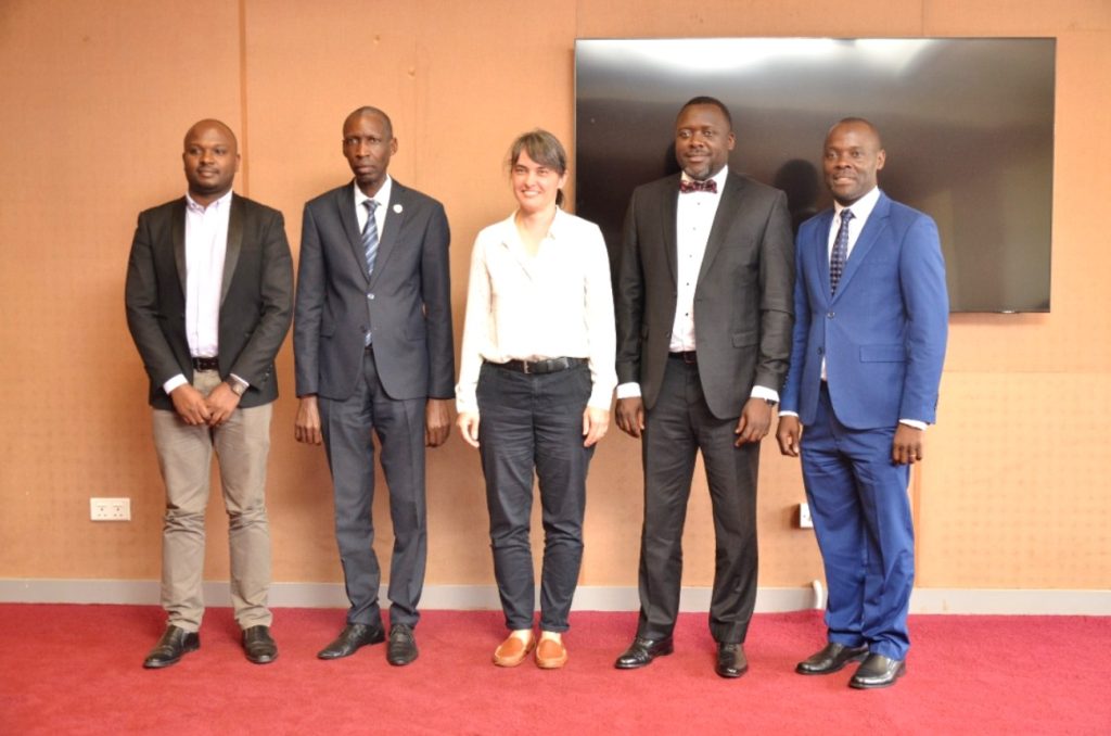 Mr. Yusuf Kiranda (2nd R) with L-R: Mr. John Mary Kisembo, Prof. Antony Mugagga Muwagga, Ms. Christina Zetlemeisl and Assoc. Prof. Mathias Mulumba Bwanika at the event.