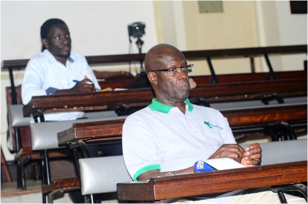 Prof. Nelson Sewankambo at the dissemination. He appreciated the quality of genetics and genomics study led by Prof. Mwaka Erisa.