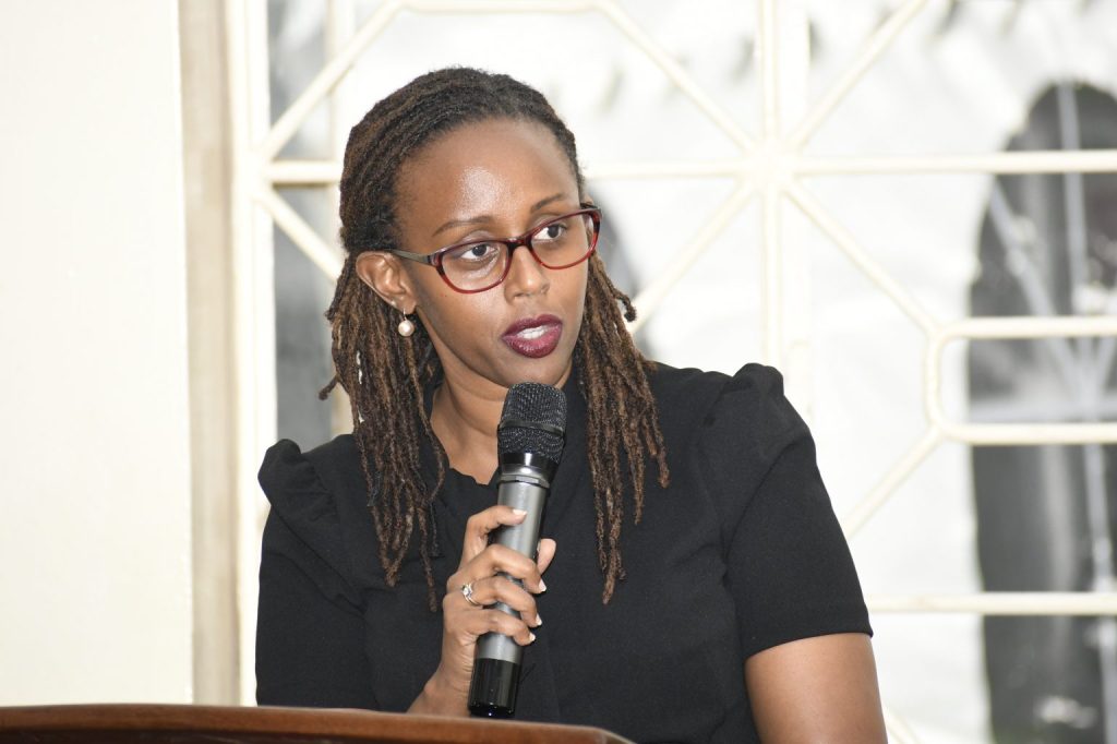 Her Worship Christine Mutimura Wekesa introducing the EACJ High Level Delegation to the students.