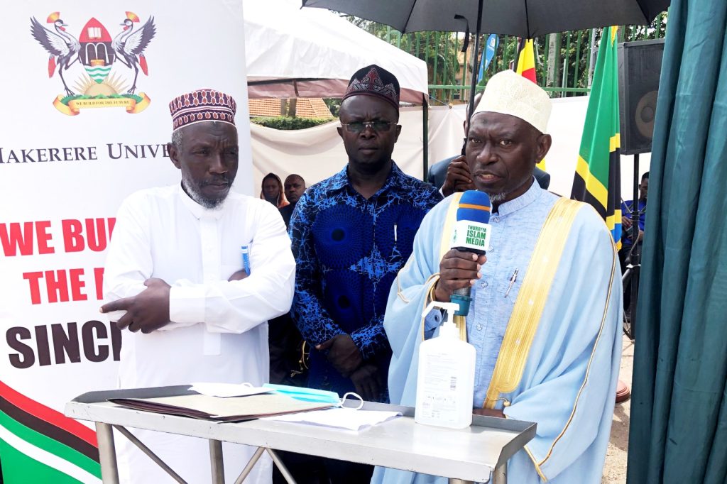 Left to Right: Prof. Abasi Kiyimba, Dr. Muhammad Kiggundu Musoke and Dr. Sowed Juma Mayanja address the gathering.