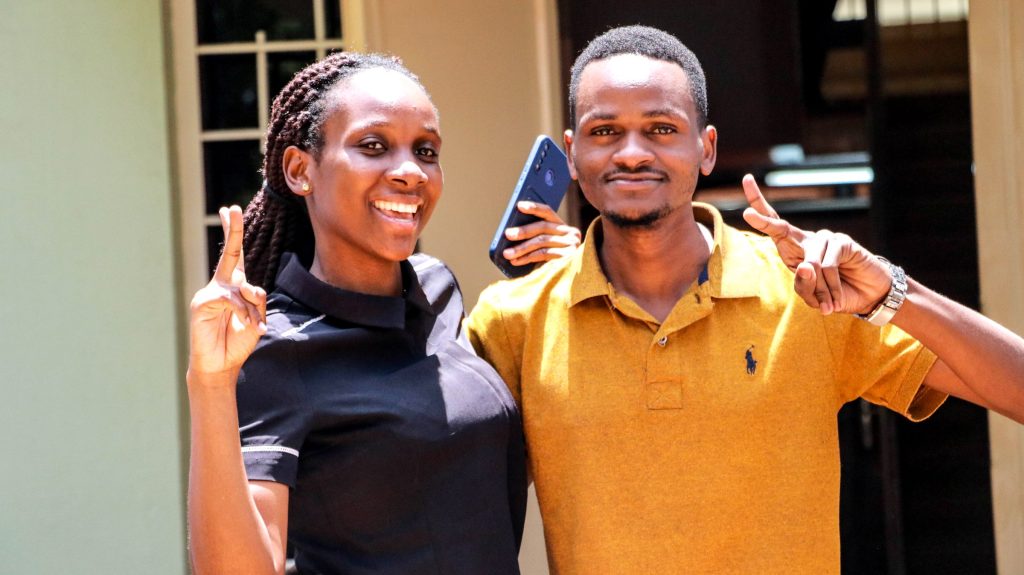 Allan Ssembuusi with his classmate Martha Nabukyu both class representatives of their 2019 Cohort.