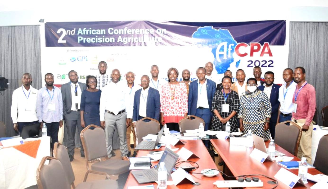 Participants pose for a group photo during the 2nd African Conference on Precision Agriculture (AfCPA) held from 7th-9th December 2022 at Protea Hotel, Kampala, Uganda.