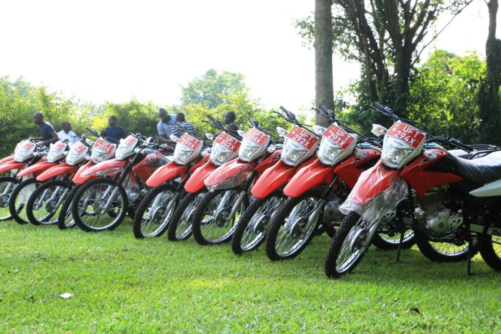 Some of the motorcycles procured for extension workers.