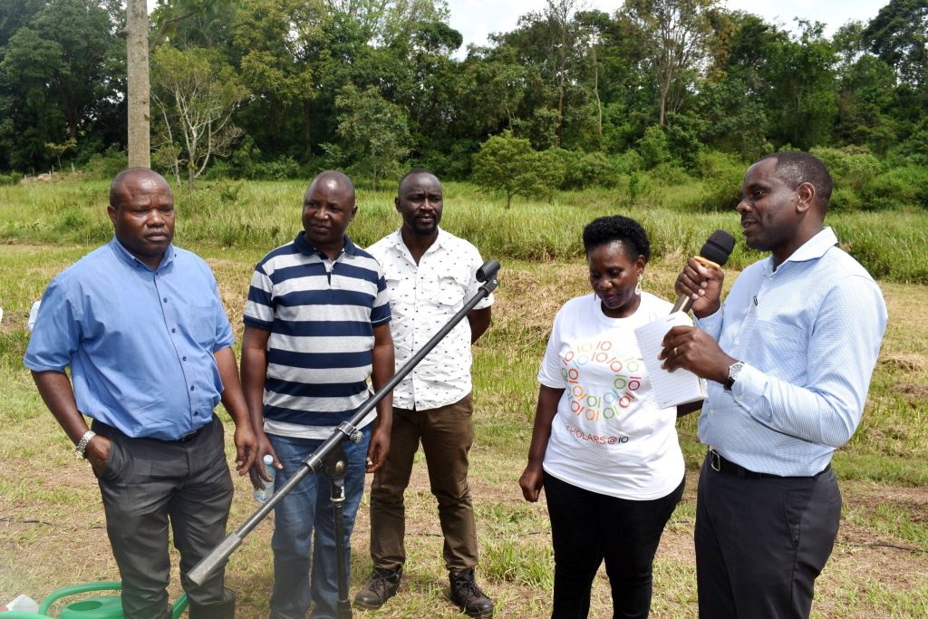 Right-Left: Prof. Fred Babwetera Dean SFEGS, Dr. Justine Namaalwa, Head Department of Forestry, Dr. Patrick Byakagaba, Lecturer SFEGS, Dr. Daiel Waiswa, Lecturer SFEGS and Dr. Edward Mwavu, Lecturer SFEGS, CAES, Makerere University, during the launch of the botanical gardens, an initiative under the School.