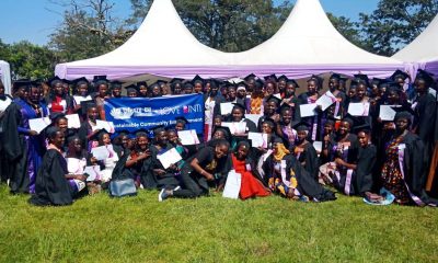 Some of the 417 graduands of the Love Binti International certificate program pose with their certificates at Freedom Square, Makerere University on 7th January 2023.