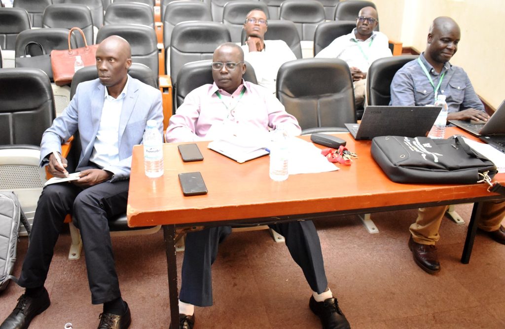 The Head, Department of Physics, Dr Denis Okello (2nd R) with other members of staff at the workshop The Head, Department of Physics, Dr Denis Okello (2nd R) with other members of staff at the workshop.