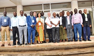 The Principal, CoNAS, Prof. Winston Tumps Ireeta (4th R) poses for a group photo with participants after the opening ceremony on 9th January 2023 at the SFTNB Conference Hall, Makerere University.