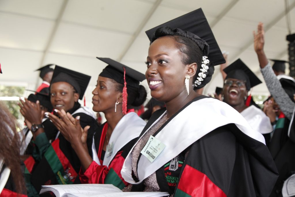 Some of the MSc graduates celebrating their achievement.