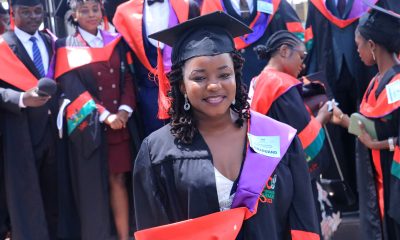 Carol Esther Nabbanja, the best performing MakSPH student for the 73rd Graduation smiles for the camera shortly before being conferred upon her degree on 13th February 2023 at the Freedom Square, Makerere University, Kampala Uganda, East Africa.