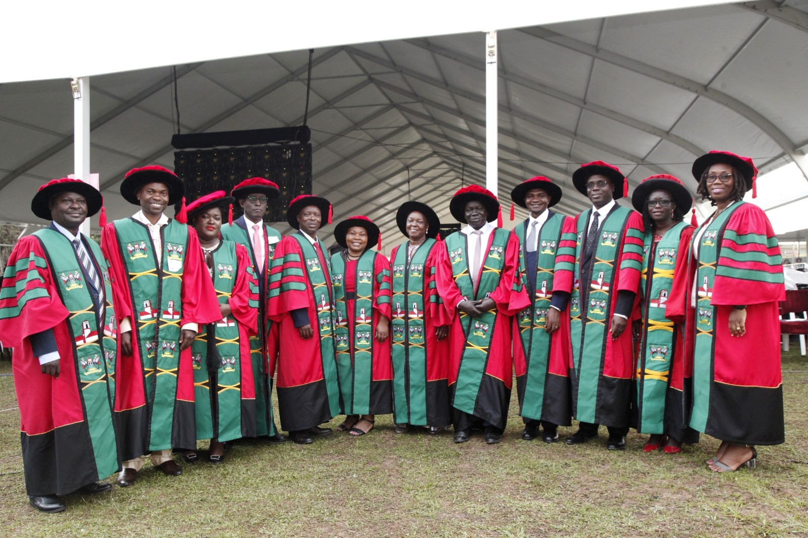 Some of the CAES PhD graduates. The College presented 14 PhD graduands, 6 female and 8 male during Day 2 of the 73rd Graduation Ceremony of Makerere University on 14th February 2022 at the Freedom Square.