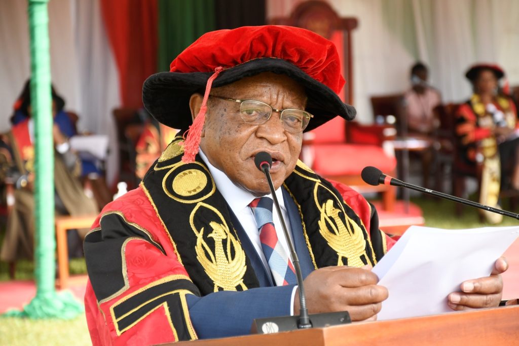The Chancellor, Prof. Ezra Suruma on the second day of the 73rd graduation ceremony. Two Colleges, CAES and CEES presented graduands.