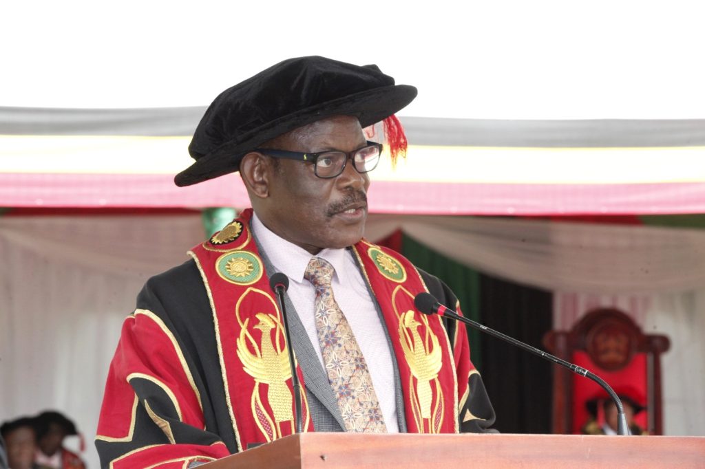 The Vice Chancellor, Prof. Barnabas Nawangwe delivering his remarks on Day 2 of the 73rd Graduation Ceremony.